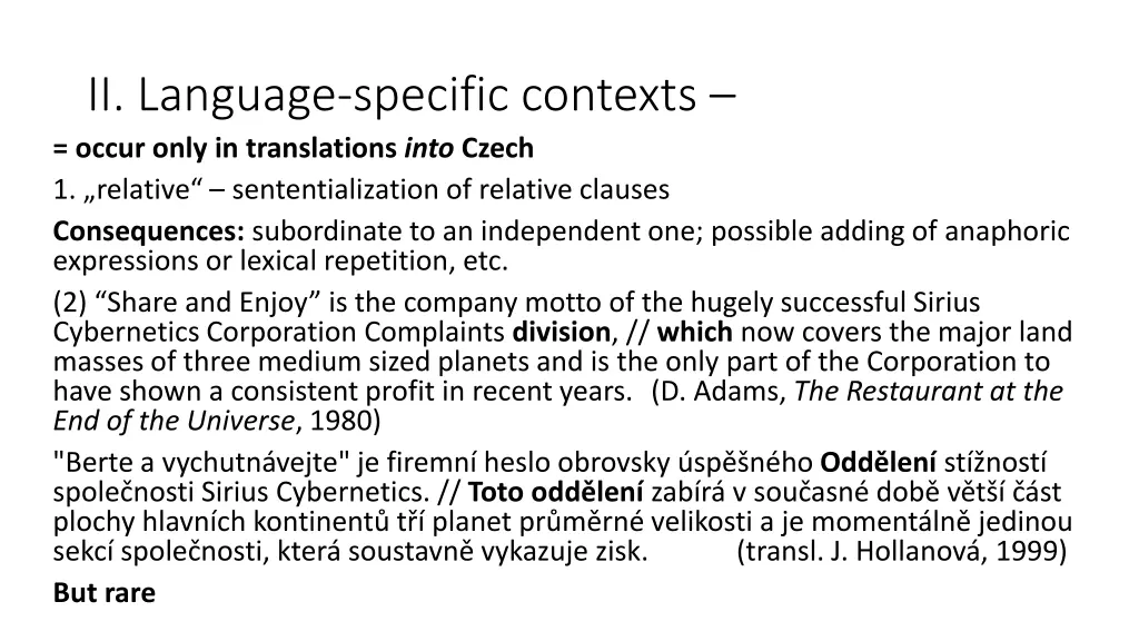 ii language specific contexts occur only