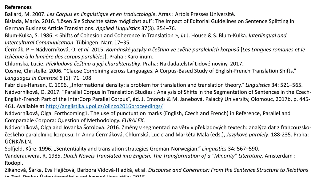 references ballard m 2007 les corpus