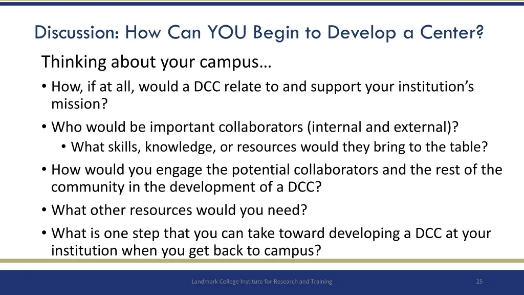 discussion how can you begin to develop a center