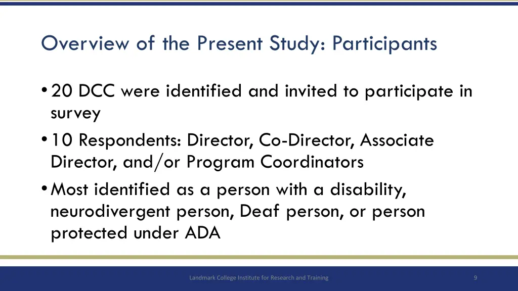 overview of the present study participants