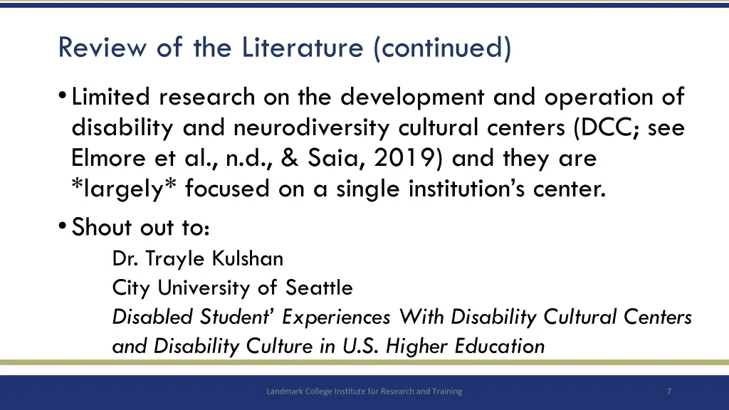 review of the literature continued
