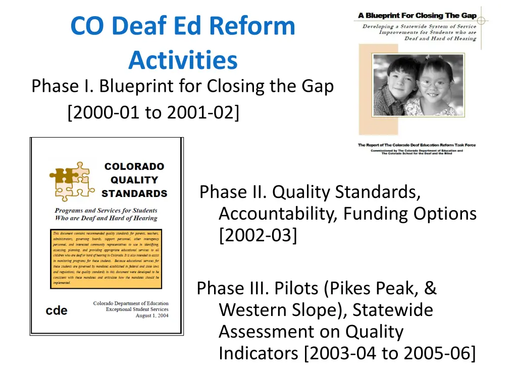 co deaf ed reform activities phase i blueprint