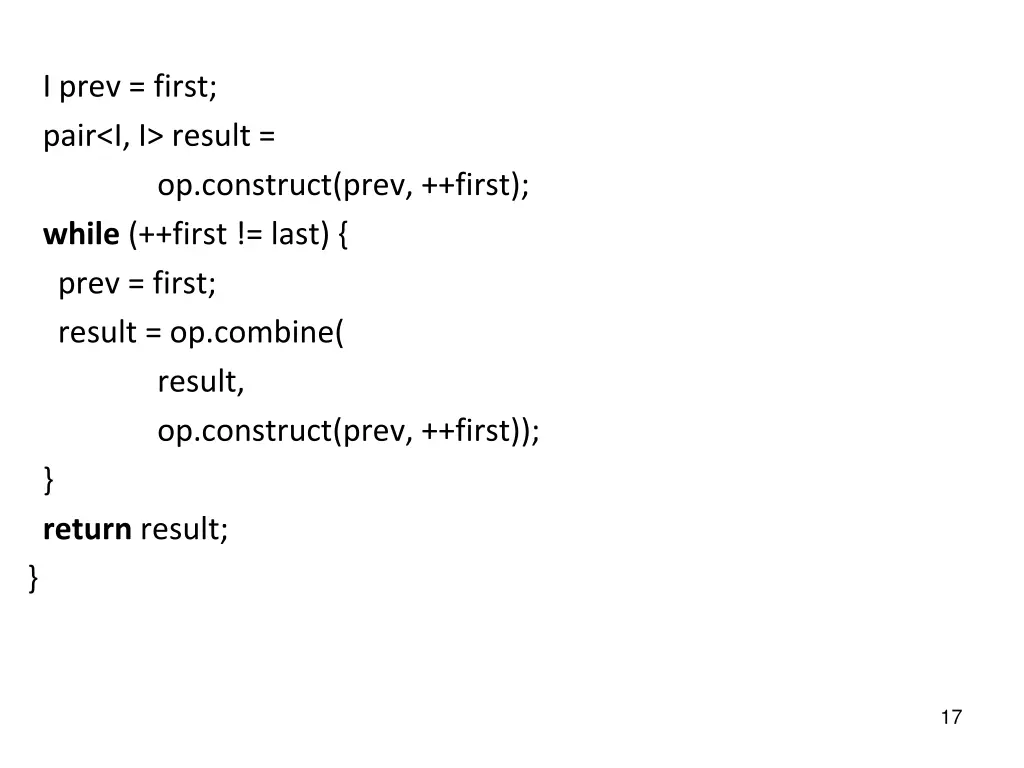 i prev first pair i i result op construct prev