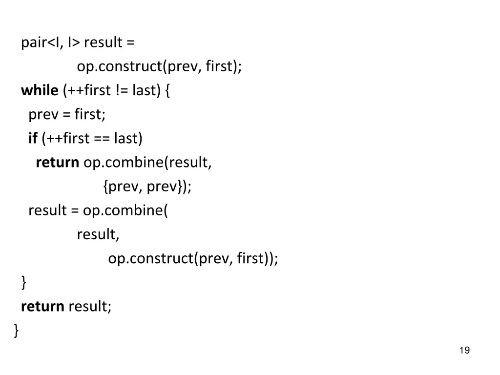 pair i i result op construct prev first while