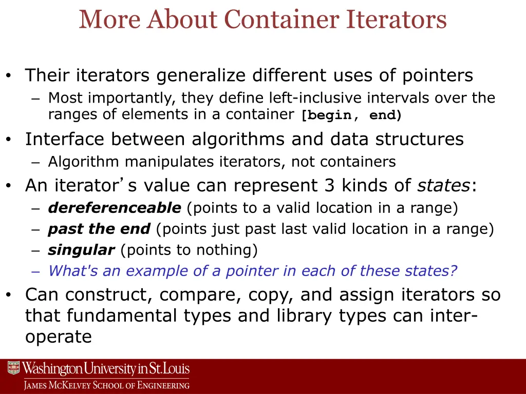 more about container iterators