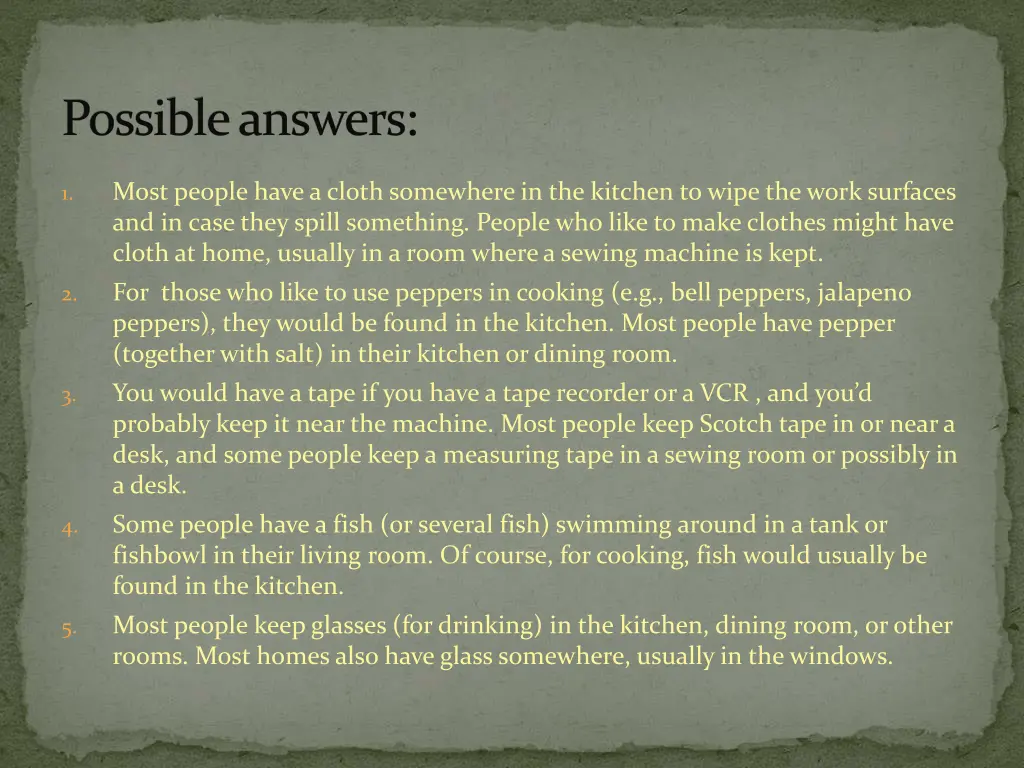 possible answers