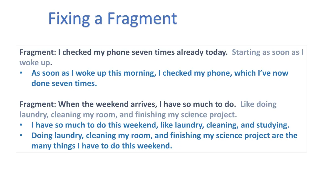 fixing a fragment