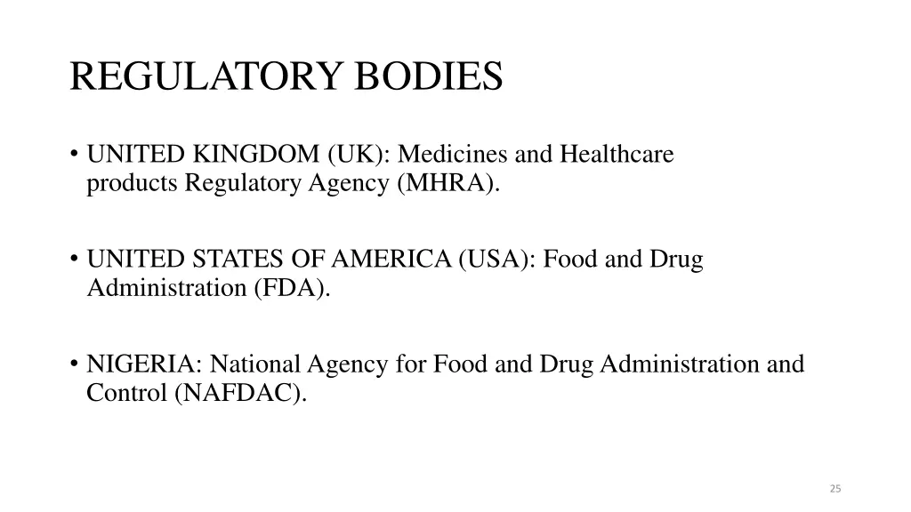 regulatory bodies