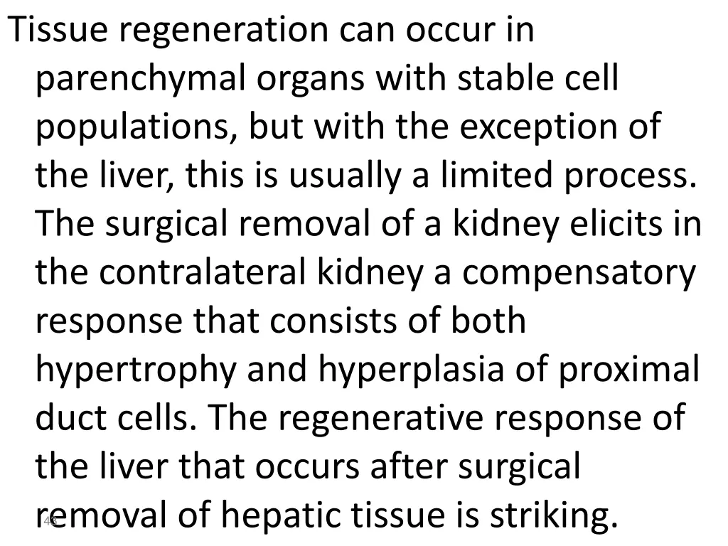tissue regeneration can occur in parenchymal