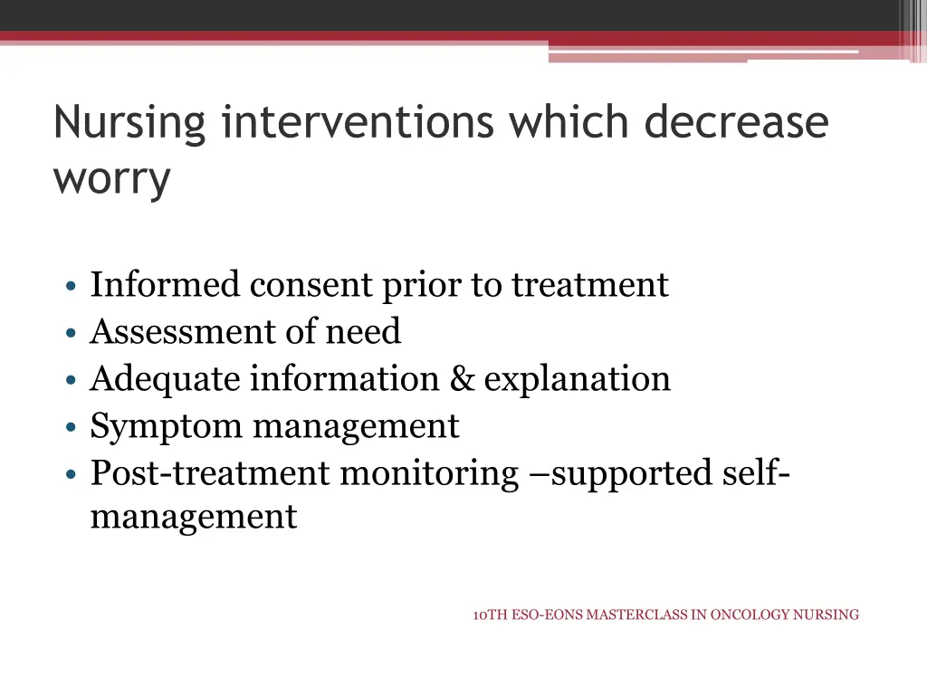 nursing interventions which decrease worry