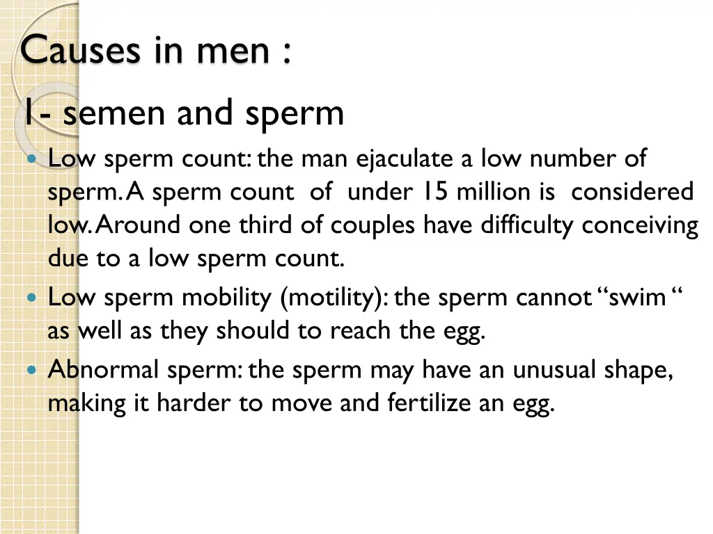 causes in men 1 semen and sperm low sperm count