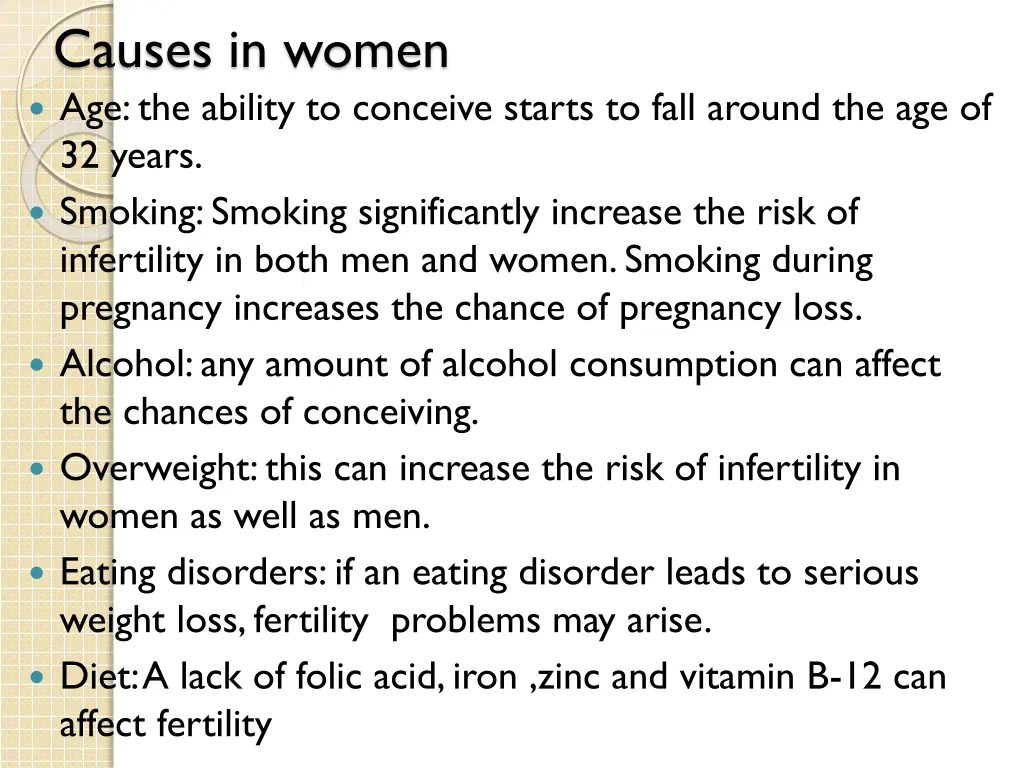 causes in women age the ability to conceive