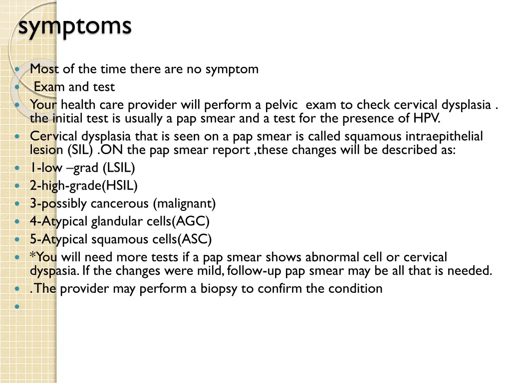 symptoms