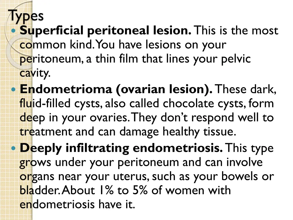 types superficial peritoneal lesion this