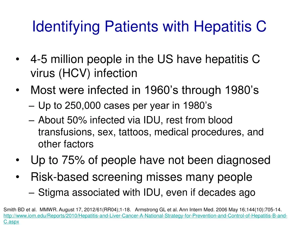 identifying patients with hepatitis c