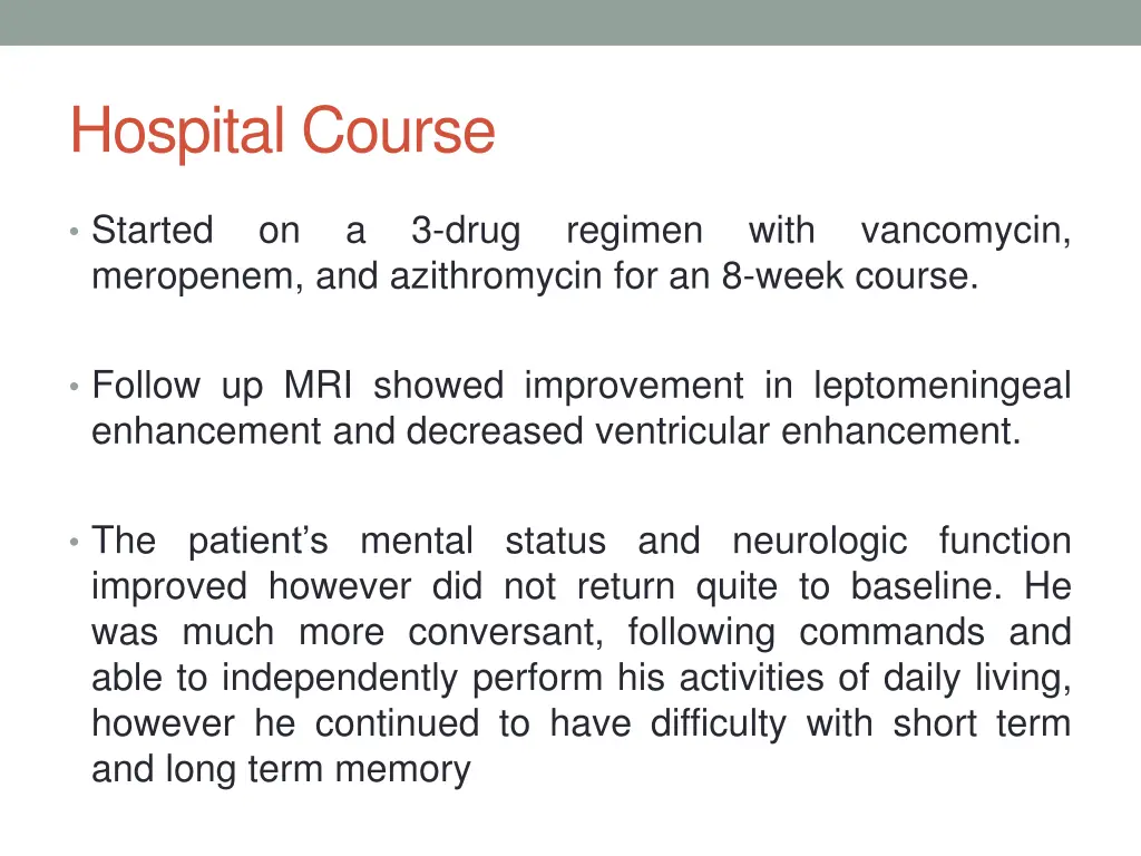 hospital course