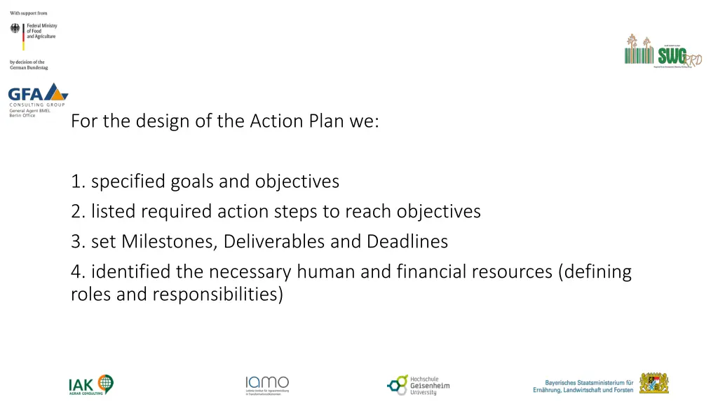 for the design of the action plan we