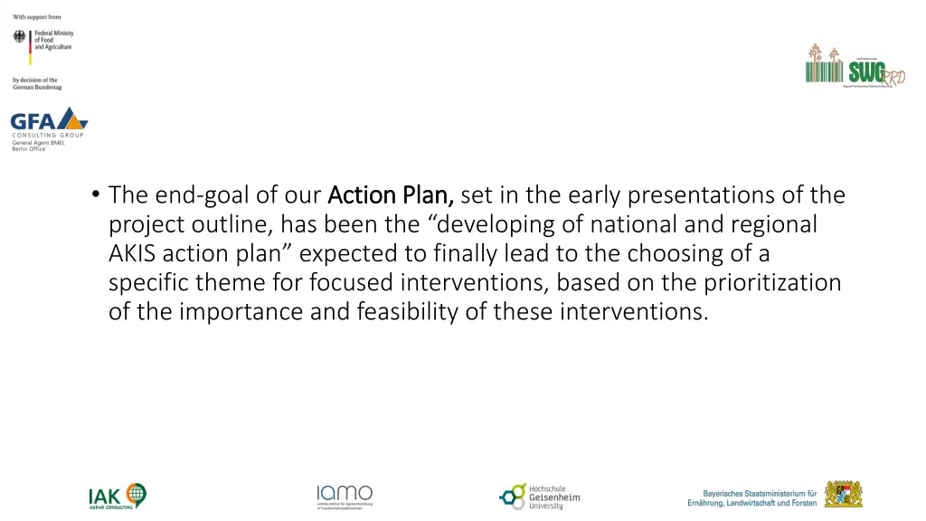 the end goal of our action plan project outline