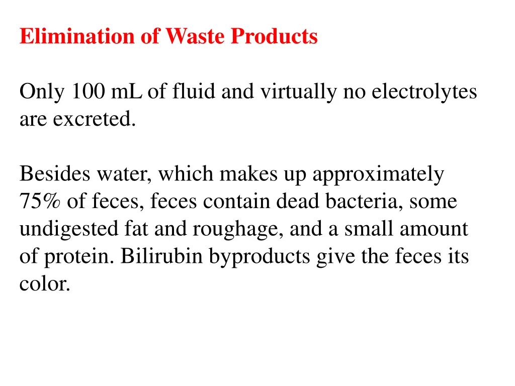 elimination of waste products
