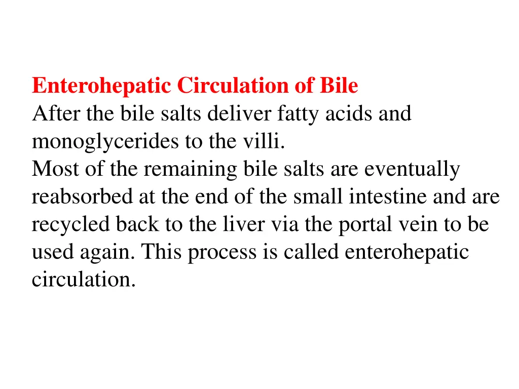enterohepatic circulation of bile after the bile