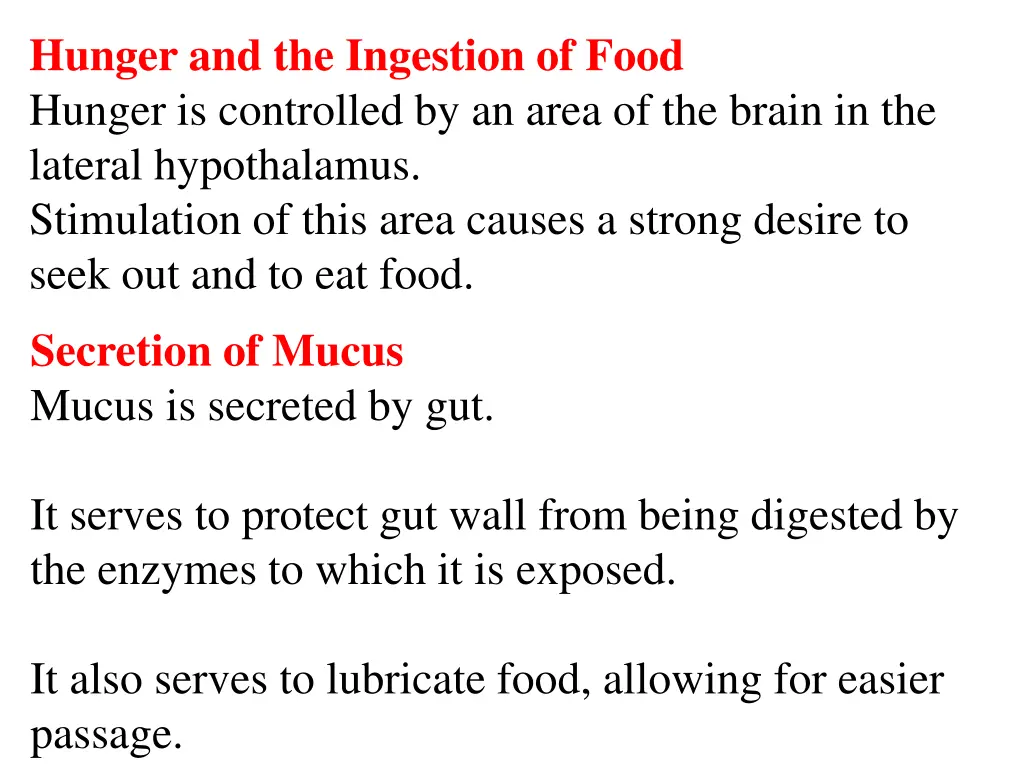 hunger and the ingestion of food hunger