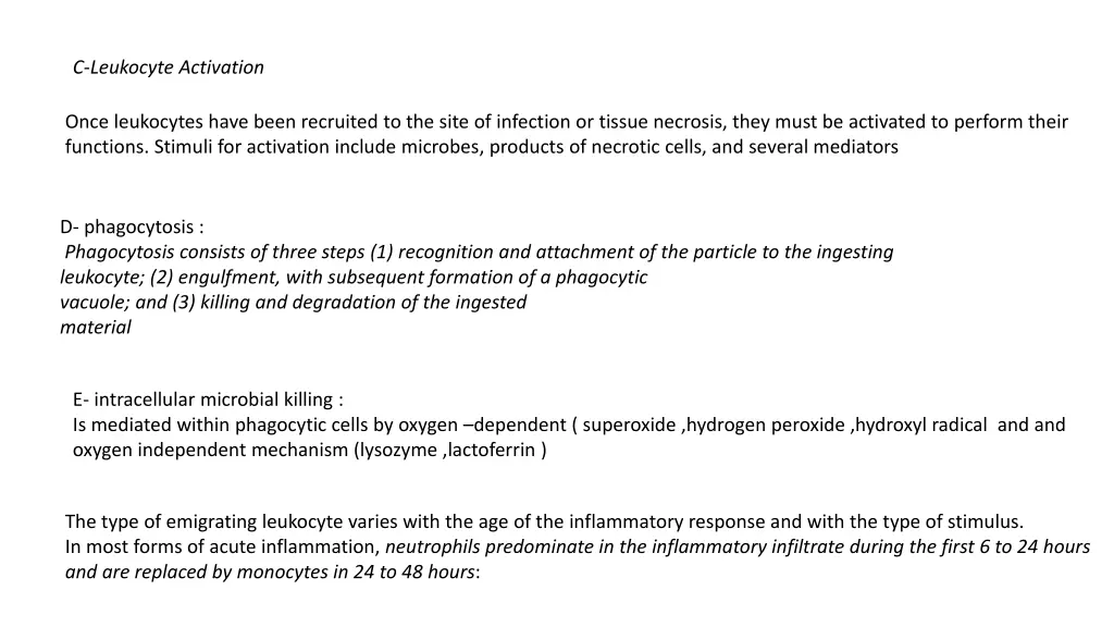 c leukocyte activation