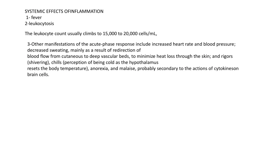 systemic effects ofinflammation 1 fever