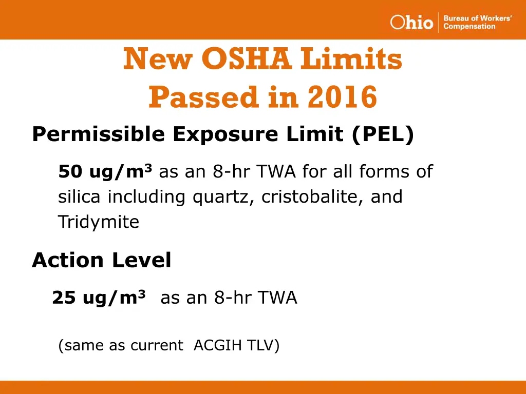 new osha limits passed in 2016 permissible