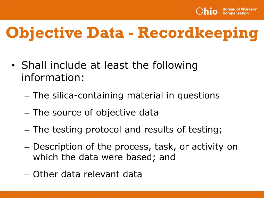 objective data recordkeeping