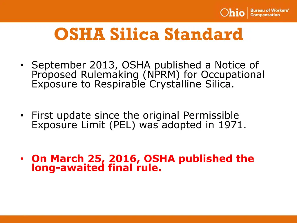 osha silica standard