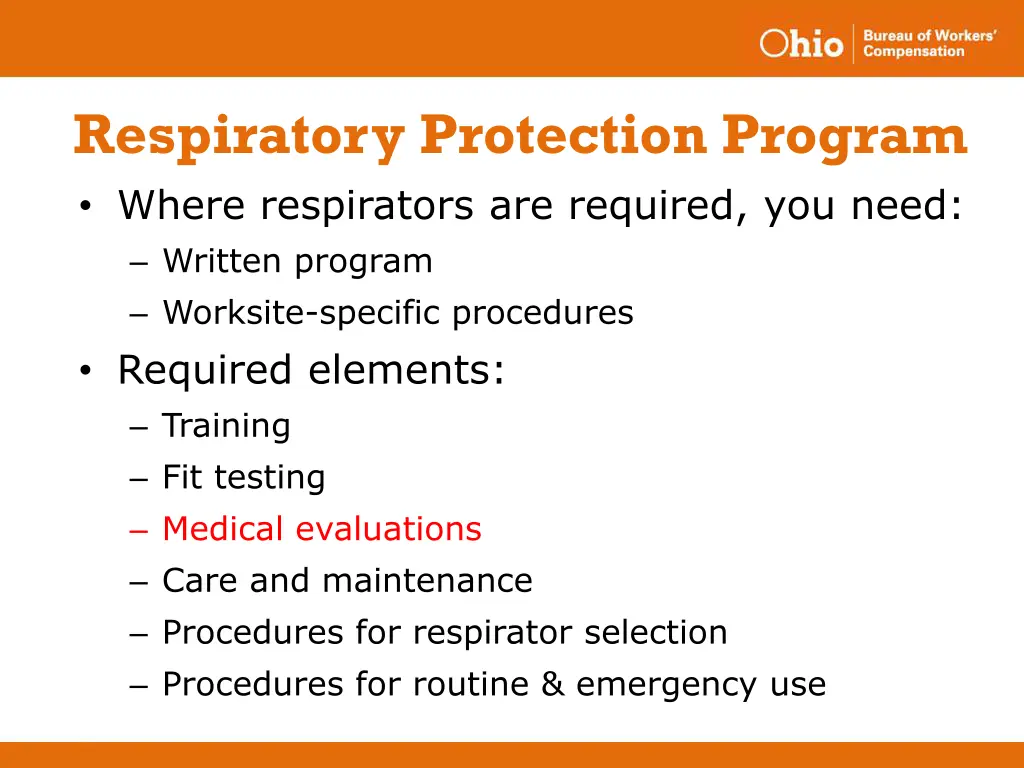 respiratory protection program where respirators