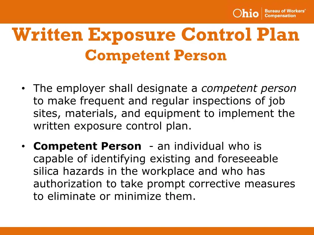 written exposure control plan competent person