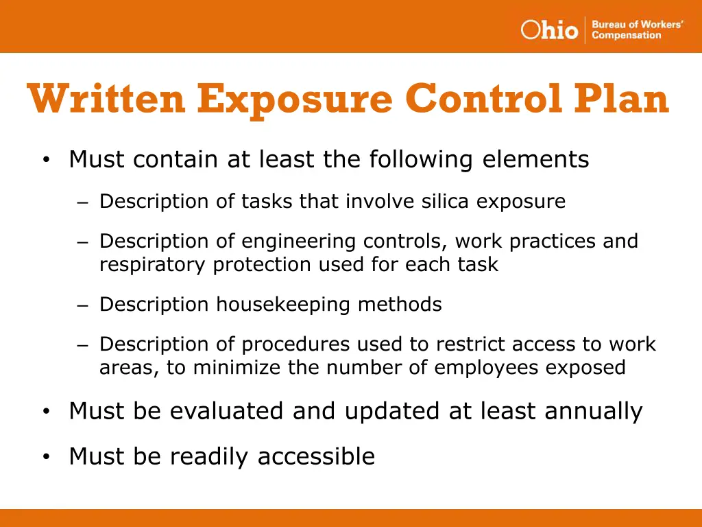 written exposure control plan