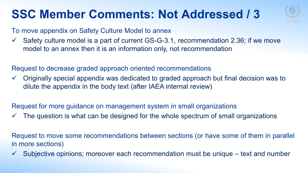 ssc member comments not addressed 3