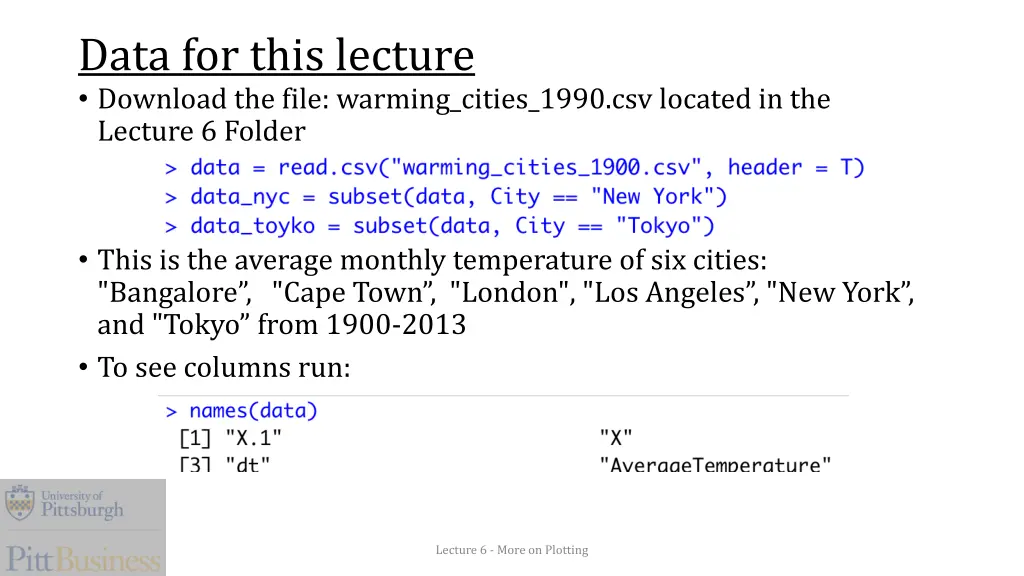 data for this lecture download the file warming