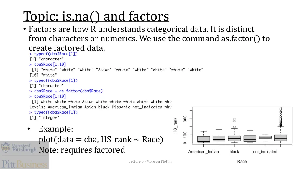 topic is na and factors factors