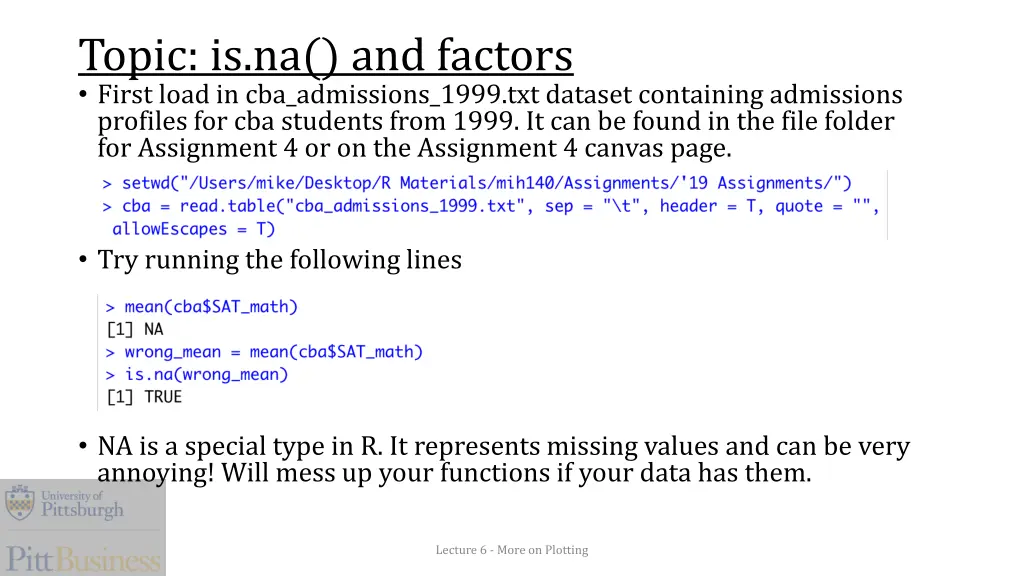 topic is na and factors first load
