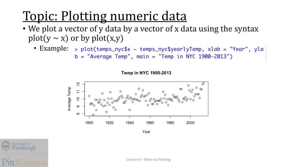 topic plotting numeric data we plot a vector