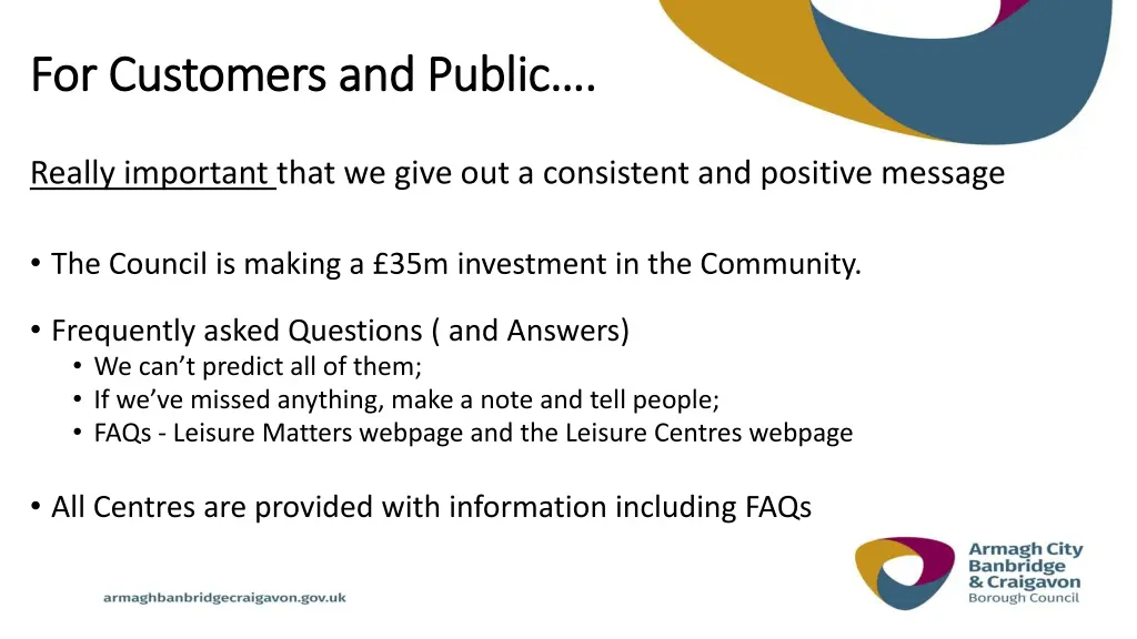 for customers and public for customers and public