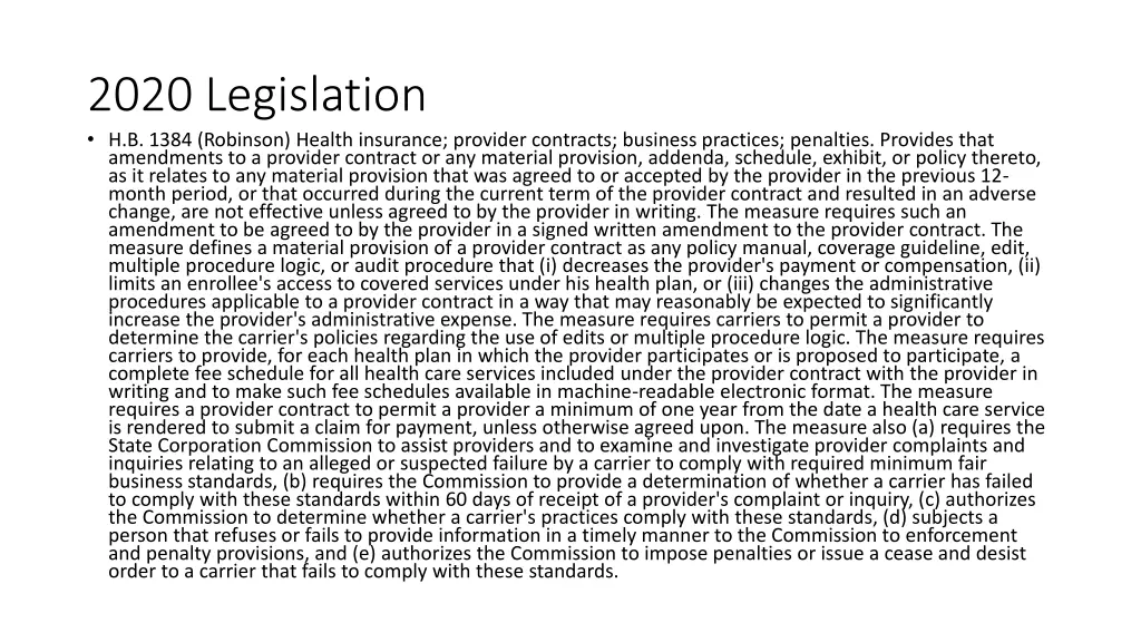 2020 legislation h b 1384 robinson health
