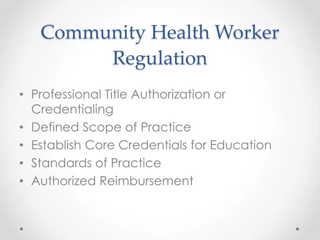 community health worker regulation