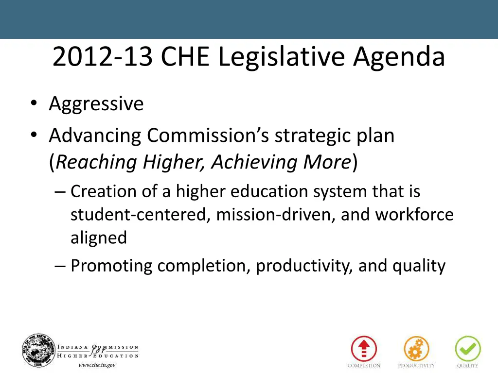 2012 13 che legislative agenda
