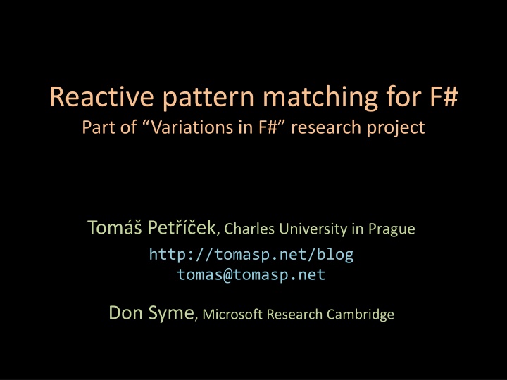 reactive pattern matching for f part