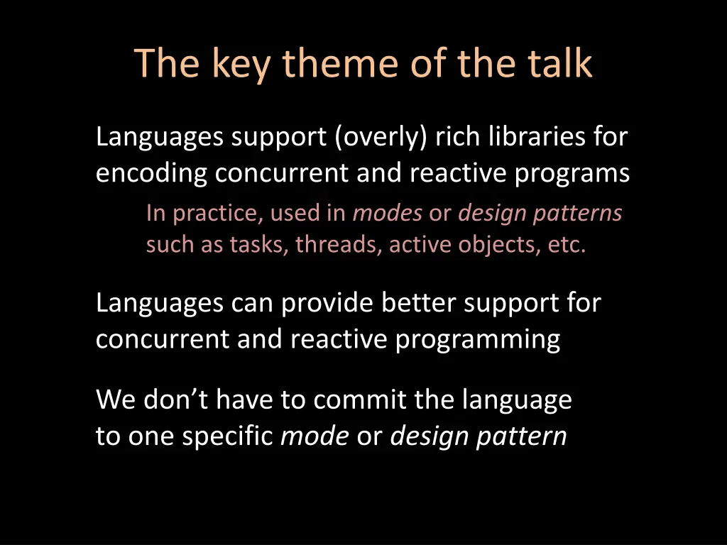 the key theme of the talk