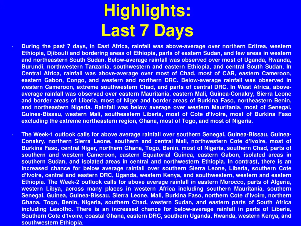 highlights last 7 days