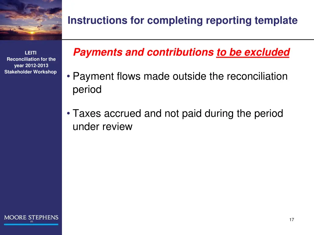 instructions for completing reporting template 1