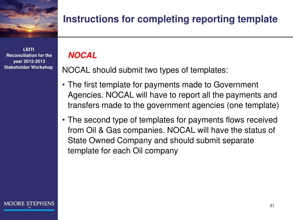 instructions for completing reporting template 5