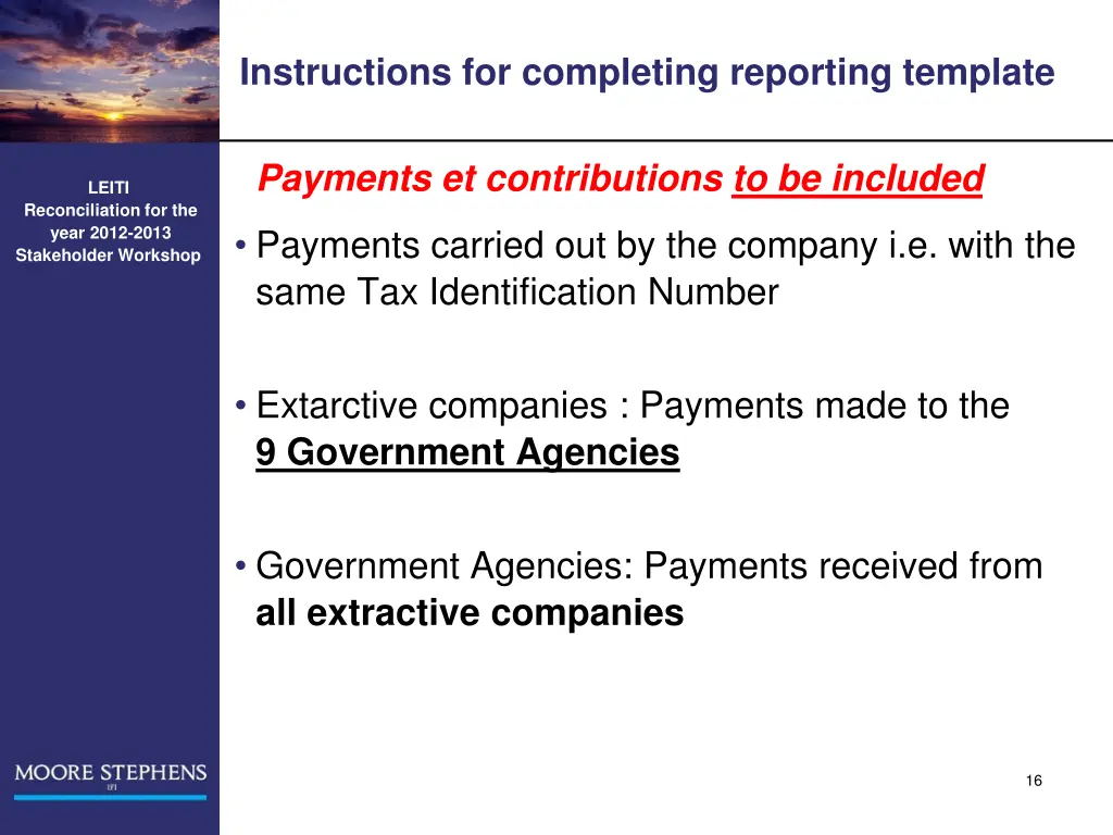 instructions for completing reporting template