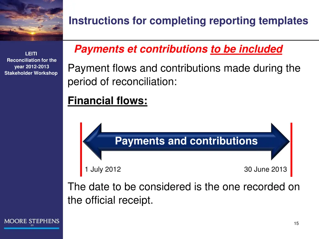instructions for completing reporting templates
