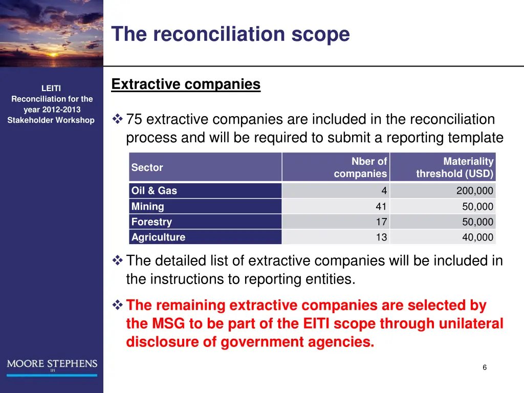 the reconciliation scope
